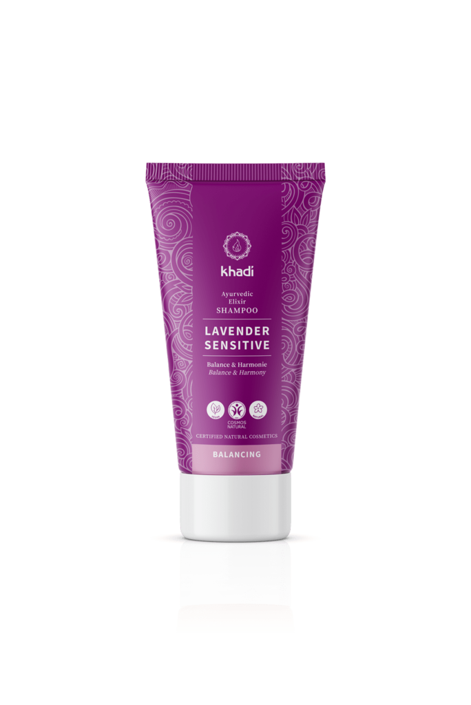 Khadi elixír ŠAMPÓN LEVANDUĽA SENSITIVE, 30 ml - cestovné balenie