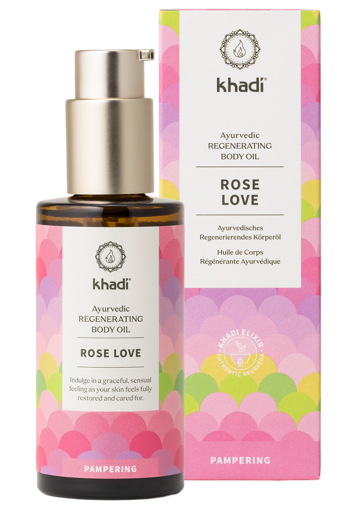 Khadi elixír olej pre pokožku a dušu RUŽA LÁSKA, 100 ml
